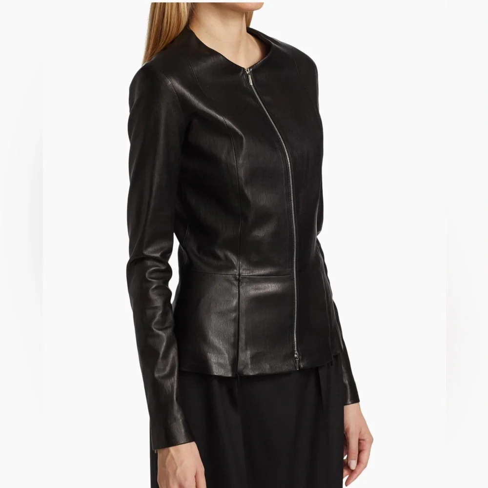 The Row Anasta Bonded Leather Jacket - Picture 3 of 12